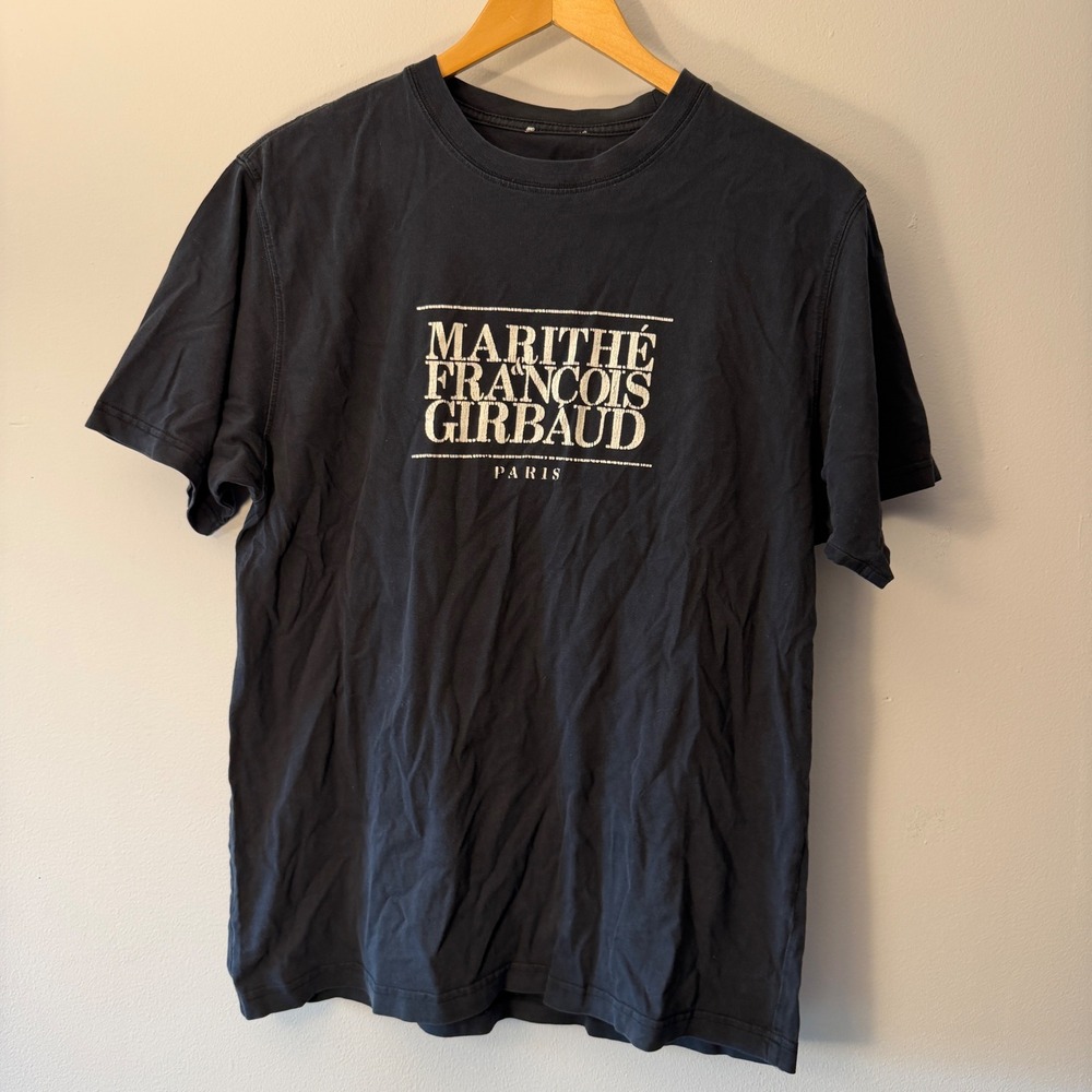 Marithe Francois Girbaud Paris Logo Graphic T-Shirt Mens Medium Black Tee